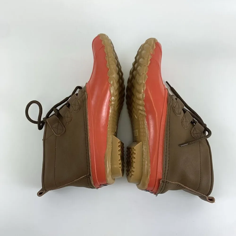 BOGO Chooka Low Duck Boot Tulip Brown Leather Lace Up Ankle Orange Waterproof 7‎